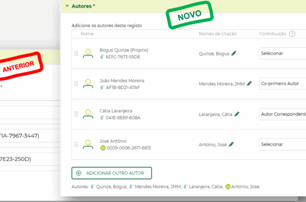 Nova funcionalidade de Coautores